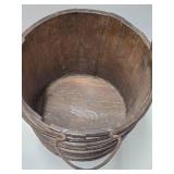 Primitive Antique Wood Bucket w/Handle, Scoop & Old Cow Bell