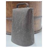 Primitive Antique Wood Bucket w/Handle, Scoop & Old Cow Bell