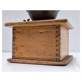 Antique Dovetailed Wood & Cast Iron Coffee Grinder