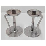 Antique Early German Arts & Crafts Iron Candlesticks by Hugo Berger - Circa 1910