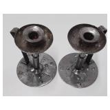 Antique Early German Arts & Crafts Iron Candlesticks by Hugo Berger - Circa 1910