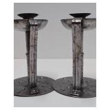 Antique Early German Arts & Crafts Iron Candlesticks by Hugo Berger - Circa 1910