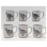 Set of 6 Vintage Louisville Stoneware Quail Mugs