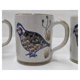 Set of 6 Vintage Louisville Stoneware Quail Mugs