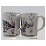 Set of 6 Vintage Louisville Stoneware Quail Mugs