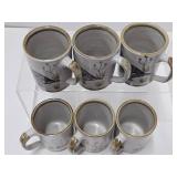 Set of 6 Vintage Louisville Stoneware Quail Mugs