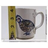 Set of 6 Vintage Louisville Stoneware Quail Mugs