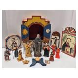 Excellent Lot of Hand Carved Folk Art Saints & Religious Figures etc