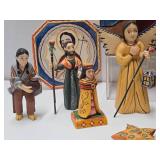 Excellent Lot of Hand Carved Folk Art Saints & Religious Figures etc
