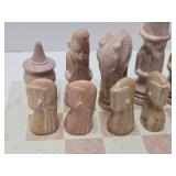 Vintage Carved Stone African Style Chess Set - Complete - 5" Figures