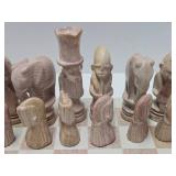 Vintage Carved Stone African Style Chess Set - Complete - 5" Figures