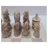 Vintage Carved Stone African Style Chess Set - Complete - 5" Figures
