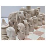 Vintage Carved Stone African Style Chess Set - Complete - 5" Figures