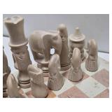 Vintage Carved Stone African Style Chess Set - Complete - 5" Figures