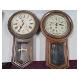 Pair of Antique Regulator Wall Clocks