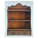 Vintage Wooden Wall Shelf Cabinet w/Drawers