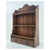 Vintage Wooden Wall Shelf Cabinet w/Drawers
