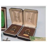 Lot of Vintage & Antique Small Items - Advertising Currency, Old Return Tags, Crucifixes, Antique Jewelry Cases etc