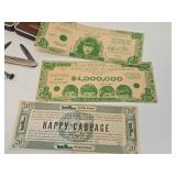 Lot of Vintage & Antique Small Items - Advertising Currency, Old Return Tags, Crucifixes, Antique Jewelry Cases etc