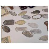 Lot of Vintage & Antique Small Items - Advertising Currency, Old Return Tags, Crucifixes, Antique Jewelry Cases etc