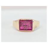 Antique 10K Gold Ring w/Ruby - Knights of Columbus - 4.7 grams