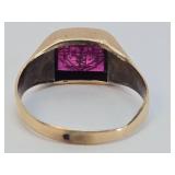 Antique 10K Gold Ring w/Ruby - Knights of Columbus - 4.7 grams