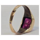 Antique 10K Gold Ring w/Ruby - Knights of Columbus - 4.7 grams