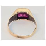 Antique 10K Gold Ring w/Ruby - Knights of Columbus - 4.7 grams