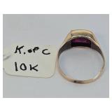 Antique 10K Gold Ring w/Ruby - Knights of Columbus - 4.7 grams