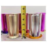 Large Collection of Vintage Mid Century Colorful Aluminum Drinking Glass Barware Coasters etc