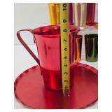 Large Collection of Vintage Mid Century Colorful Aluminum Drinking Glass Barware Coasters etc