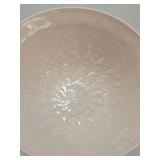 Vintage Jeanette Shell Pink Milk Glass Complete Punch Bowl Set & 2 Pedestal Compotes