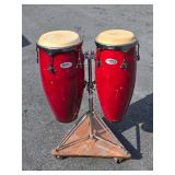 Quality Vintage Conga Drums w/Rolling Stand
