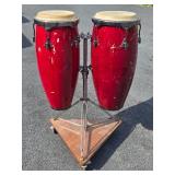 Quality Vintage Conga Drums w/Rolling Stand