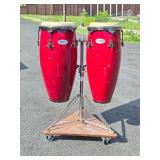 Quality Vintage Conga Drums w/Rolling Stand