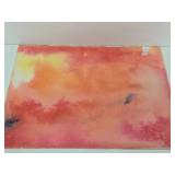Unframed Signed Abstract Watercolor by Minneapolis Artist William Saltzman (1916-2006) - "Volcanic Rim"