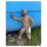 Original Old Vintage HEAVY Cast Iron Lawn Jockey Hitching Post