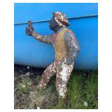 Original Old Vintage HEAVY Cast Iron Lawn Jockey Hitching Post
