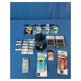 Consumer batteries and replacement halogen bulbs.