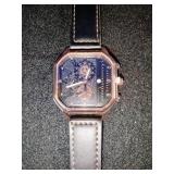Brand New men's octagonal/square quartz chronograph watch, heavily stylized with a mechanical or 'mecha' textured dial aesthetic.