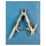 Gerber Multi-Plier 600 series tool, identified by its bead-blast stainless steel construction and sliding plier mechanism.