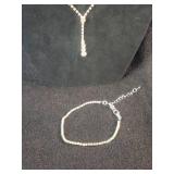Brand new adjustable length necklace, bracelet, and earrings set