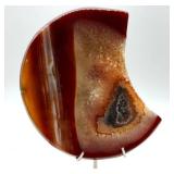 Polished Banded Agate Slice on Stand