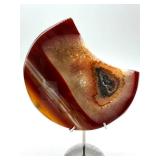 Polished Banded Agate Slice on Stand