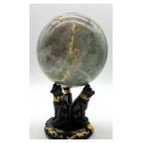 Natural Ocean Jasper Sphere With Cat Stand