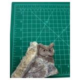 Stone Owl Figurine With Quartz Crystal Accent