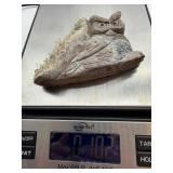 Stone Owl Figurine With Quartz Crystal Accent