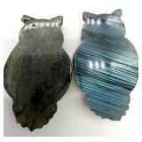 Labradorite Owl Carvings Pair