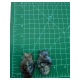 Labradorite Owl Carvings Pair