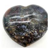 Natural Ocean Jasper Heart Paperweight 1 Lb 0.2 Oz
